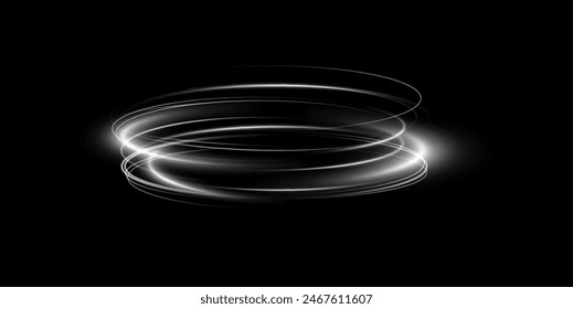 Light white Twirl. Curve light effect of white line. Luminous white circle. Light white pedistal, podium, platform, table. Vector PNG. Vector illustration	