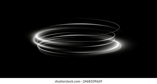 Light white Twirl. Curve light effect of white line. Luminous white circle. Light white pedistal, podium, platform, table. Vector PNG. Vector illustration