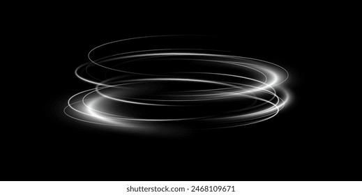 Light white Twirl. Curve light effect of white line. Luminous white circle. Light white pedistal, podium, platform, table. Vector PNG. Vector illustration