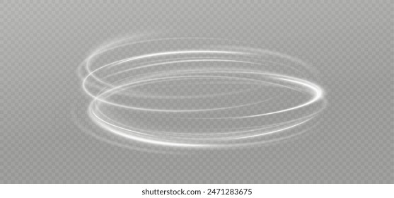 Light white Twirl. Curve light effect of white line. Glowing white spiral. The effect of high-speed abstract lines. Rotating shiny rings.	