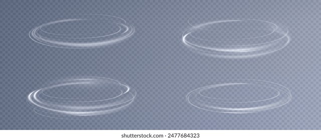 Giro blanco claro. Efecto de luz de curva de línea blanca. Espiral blanca brillante. El efecto de las líneas abstractas de alta velocidad. Anillos brillantes giratorios.