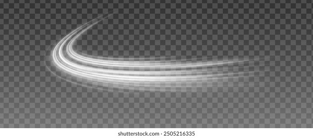 Light white Twirl. Curve light effect of white line. Glowing white spiral. Abstract sparkling swirl, wave.