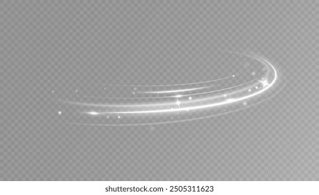 Light white Twirl. Curve light effect of white line. Glowing white spiral. The effect of high-speed abstract lines. Rotating shiny rings.	