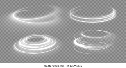 Light white Twirl. Curve light effect of white line. Glowing white spiral. The effect of high-speed abstract lines. Rotating shiny rings.	