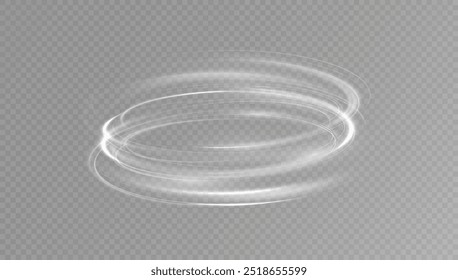 Light white Twirl. Curve light effect of white line. Glowing white spiral. The effect of high-speed abstract lines. Rotating shiny rings.
