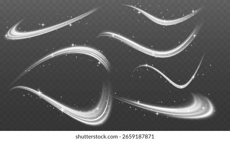 Giro blanco claro. efecto de luz de curva de línea blanca. espiral blanco brillante. efecto brillante ligero. líneas luminosas de velocidad. senderos mágicos de vuelo de velocidad