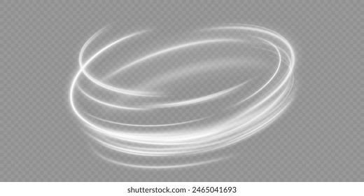 Light white Twirl. Curve white line light effect.Smooth holiday light line with lighting effects. Light cool whirlwind. curve  effect