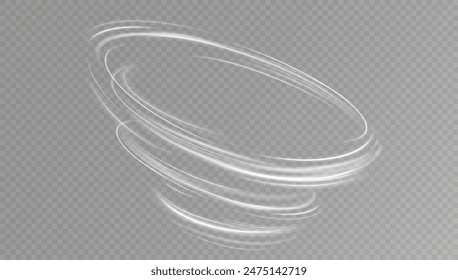 Light white Twirl. Curve white line light effect.Smooth holiday light line with lighting effects. Light cool whirlwind. curve effect