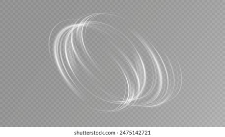 Light white Twirl. Curve white line light effect.Smooth holiday light line with lighting effects. Light cool whirlwind. curve effect