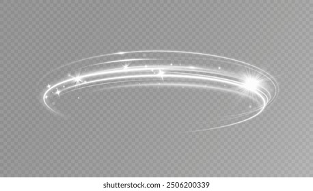 Light white Twirl. Curve white line light effect.Smooth holiday light line with lighting effects. Light cool whirlwind. curve effect