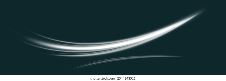 Efecto de brillo de onda blanca ligera, brillo de brillo de línea brillante. Efectos ondulados de color blanco plateado.