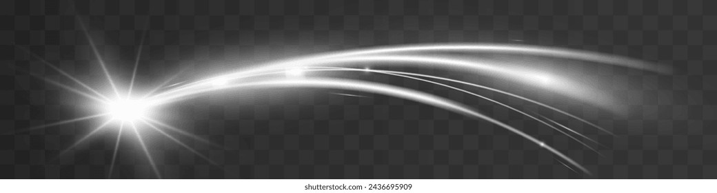 Light white wave shine effect,vector glow line sparkle shine. Silver wavy effects.
