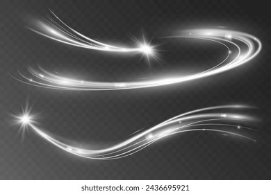 Light white wave shine effect,vector glow line sparkle shine. Silver wavy effects.
