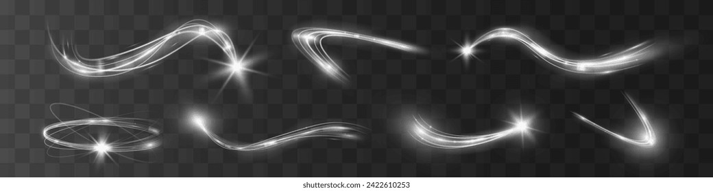 Light white wave and spotlight shine effect,glow line sparkle shine. Silver white wavy effects.	