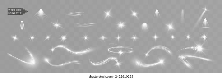 Light white wave and spotlight shine effect,glow line sparkle shine. Silver white wavy effects.	