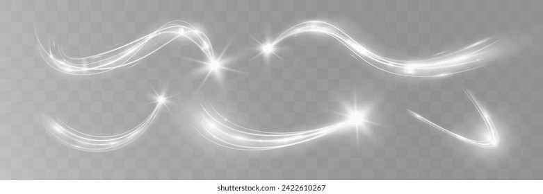 Light white wave and spotlight shine effect,glow line sparkle shine. Silver white wavy effects.	