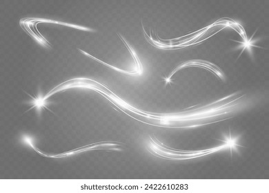 Light white wave and spotlight shine effect,glow line sparkle shine. Silver white wavy effects.	