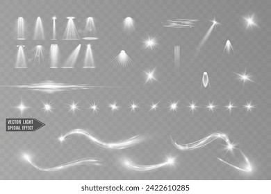 Ola blanca clara y efecto de brillo de foco, brillo de línea brillante brillo. Efectos ondulados blancos plateados.	