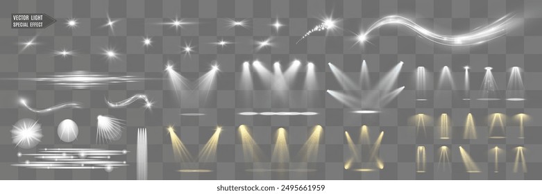 Light white wave and spotlight shine effect,glow line sparkle shine. Silver white wavy effects.	