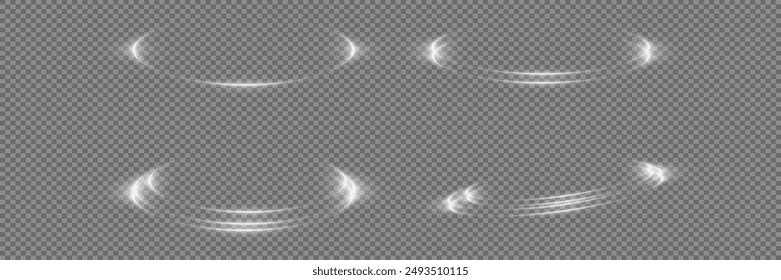 Light white whirlwind. White line curve light effect. On a transparent background.	
