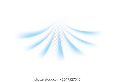 Conjunto de elementos de vento leve sobre fundo transparente. Movimento dinâmico do fluxo de ar borrado
