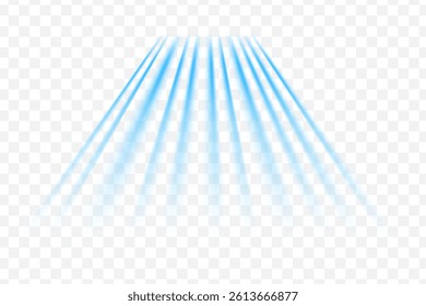 Light wind set of vector elements on transparent background. Dynamic blurred air flow movement