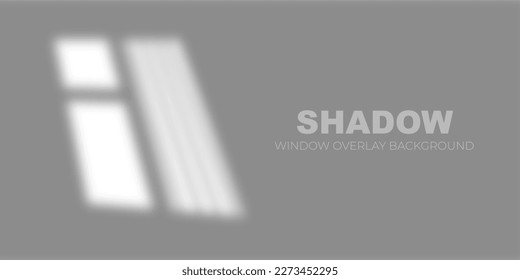 Light from window on the wall shadow overlay. Sunlight glowing through window frame design mockup. Vector minimalistic illustration.