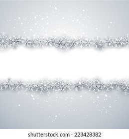 Light winter abstract background. Christmas background with paper snowflakes. Vector. 