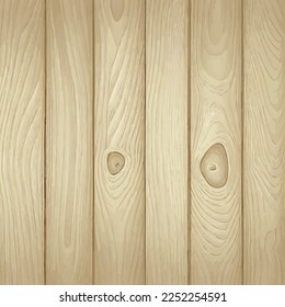 Light wood texture with knots, plank background - Vector illustration