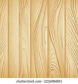 Light wood texture with knots, plank background - Vector illustration