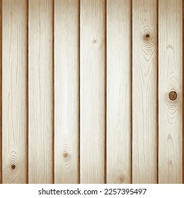 Light wood texture with knots, plank background - Vector illustration