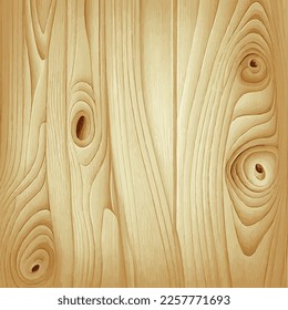 Textura de madera clara con nudos, fondo de tabla - Ilustración vectorial