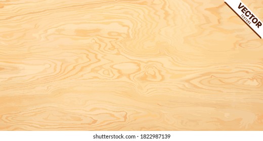 Light wood texture vector. Old brown wooden background table surface. Vintage plywood textur