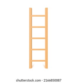 Light wooden ladder household flat style, vector illustration isolated on white background. Repair and construction step folding equipment, design element