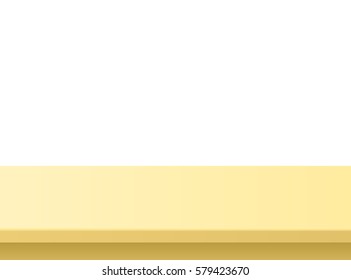 Light wooden or plastic beige tabletop. Vector table top isolated on white background.