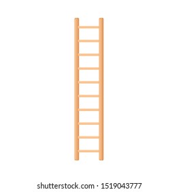 Light Wooden Step Ladder Standing Straight Vector Illustration