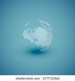 Light world globe map on blue background, vector illustration