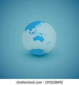 Light world globe map on blue background, vector illustration