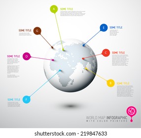 Light World map globe with pointer marks -  communication concept