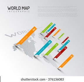 Modelo infográfico mapa Mundo Claro com marcas de ponteiro (versão diagonal)