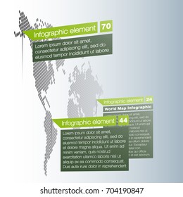 Light World map infographic template with ?odern flat paper pointer marks (vertical on the wall version). Abstract design 3d infographic options. News event world map business concept.