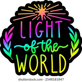 light of the world merry christmas greeting rainbow colorful bright vibrant graphic design