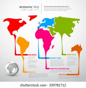 Light World thin line map infographic template with pointer marks 
