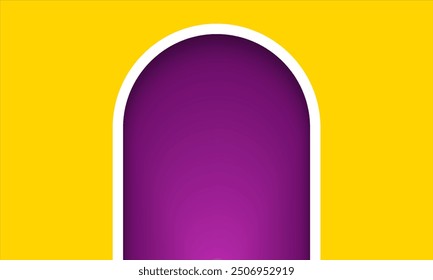 light yellow background. purple gradient white edge lines on pastel yellow background. Vibrant Yellow and Purple Design. Minimalist Bold curvy design. Modern Abstract round, Geometric template banner 