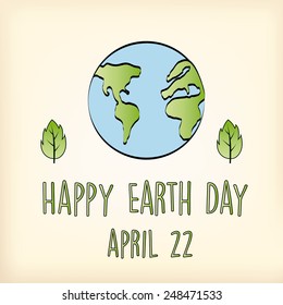 a light yellow background with text, a pair of leaves and our planet