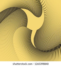 Light yellow black geometric half tone pattern. Soft dynamic lines. Abstract vector illustration with dots. Modern polka dots background. Halftone pop art backdrop 