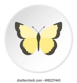 Light yellow butterfly icon. Flat illustration of butterfly vector icon for web design