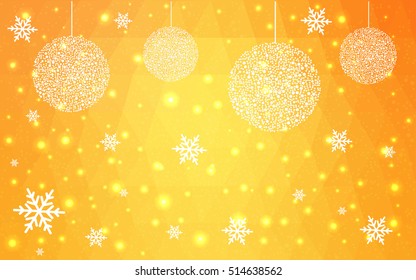Light Yellow christmas postcard low polygon background. Vector illustration consisting of triangles. Abstract triangular polygonal origami or crystal design of New Year celebration.