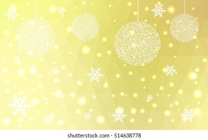 Light Yellow christmas postcard low polygon background. Vector illustration consisting of triangles. Abstract triangular polygonal origami or crystal design of New Year celebration.