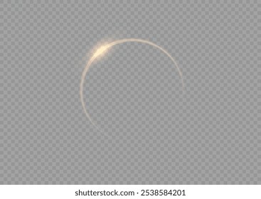 Light yellow circle. The energy flow tunnel. Curve light effect of white line. Abstract luxury white light vector flare semicircle and spark light effect. Luminous white circle portal. Ring line